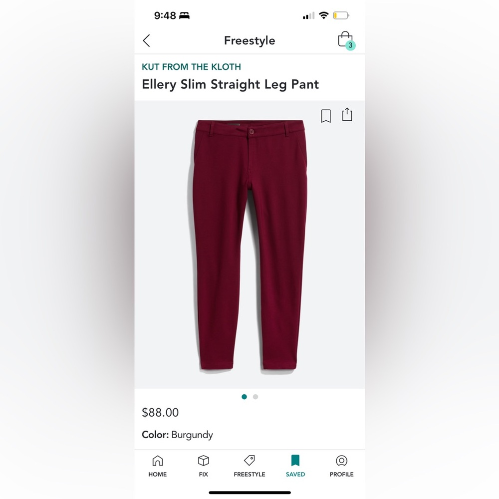 Kut from the Kloth - burgundy pants - slim fit - never worn